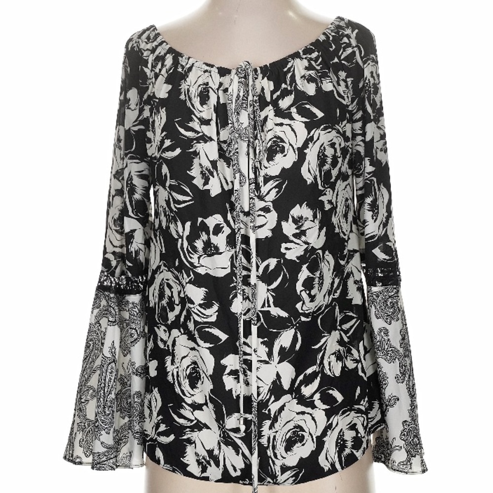 NWT WHITE HOUSE BLACK MARKET Long Bell Sleeve Off Shoulder Blouse Size Small - Picture 3 of 5